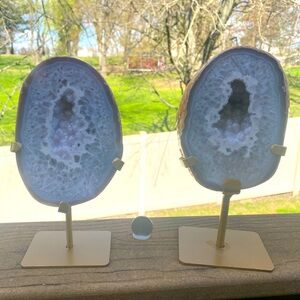 Pair of XL Druzy Agate Geodes